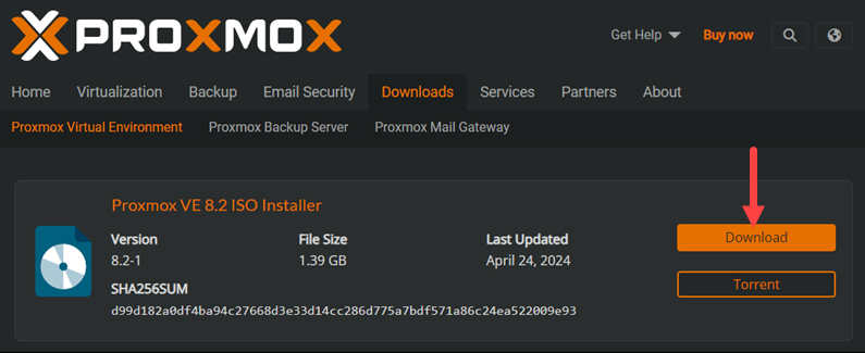 Proxmox Download Page